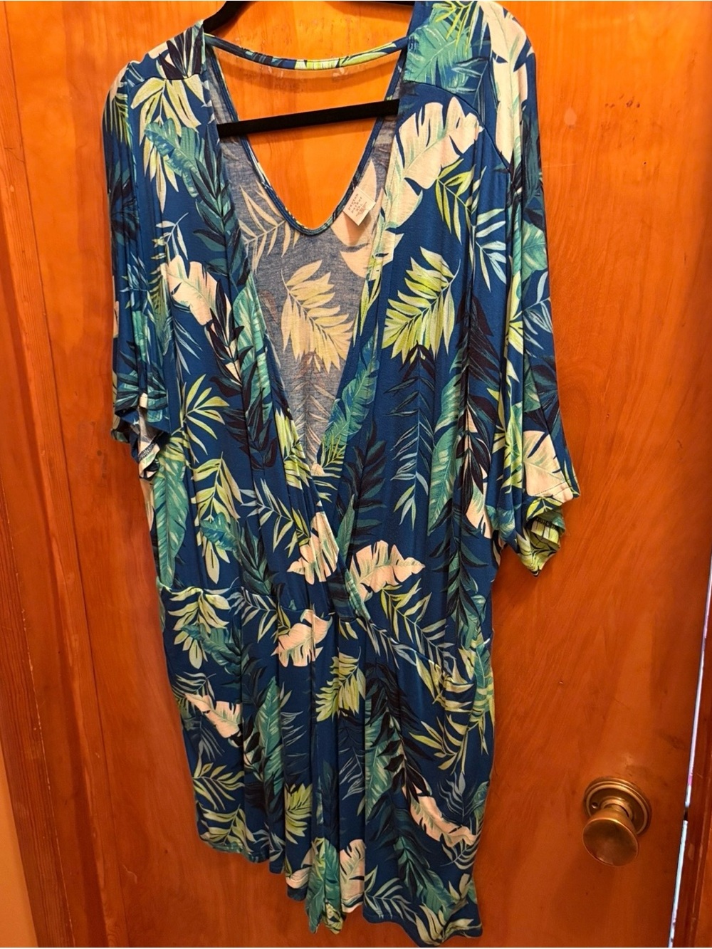 Women’s Blue Tropical Print Shorts Romper